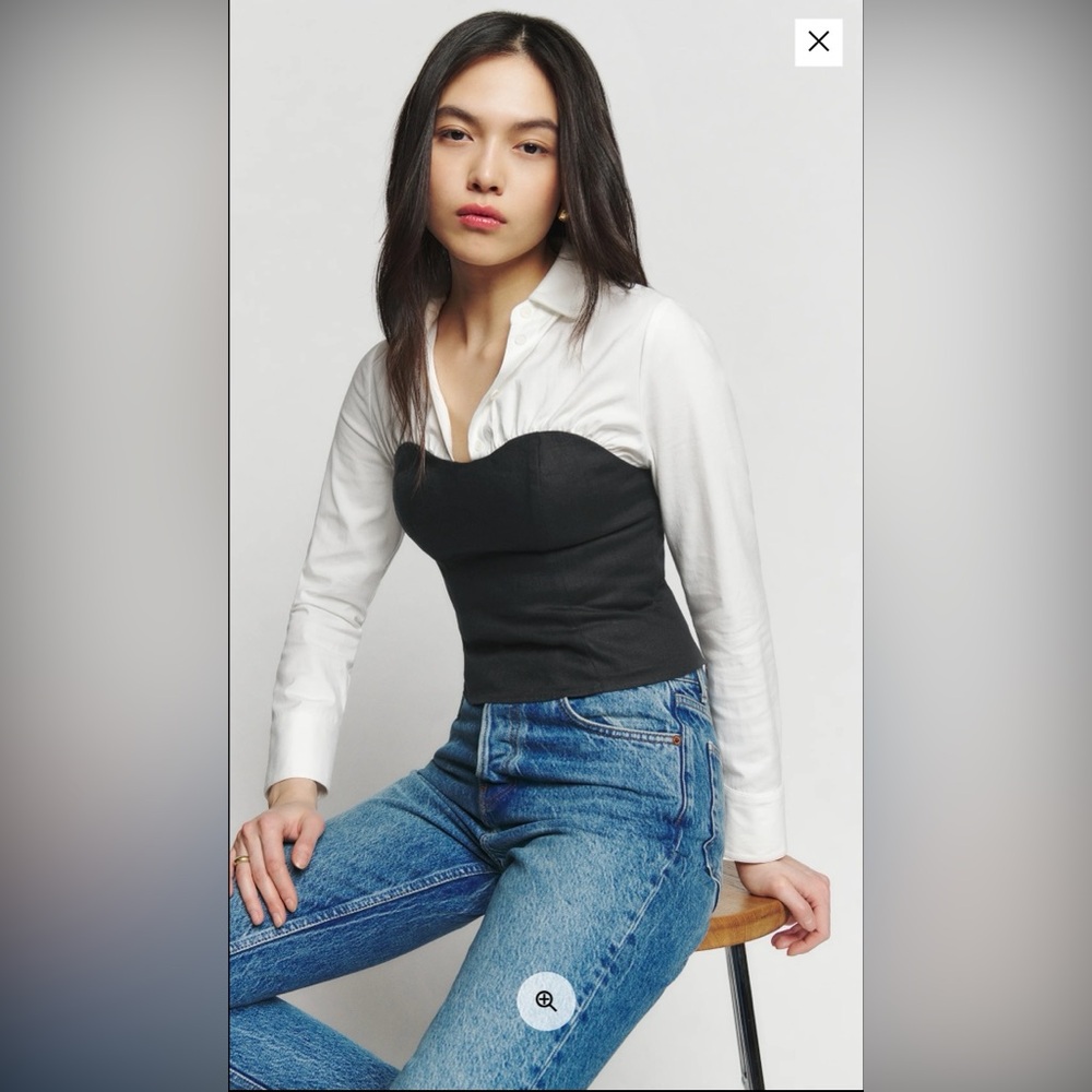 Reformation Black and White Blouse